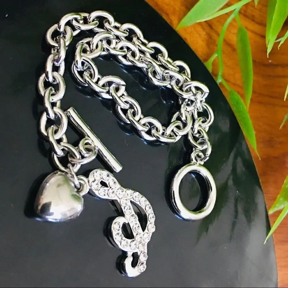 Charm Bracelet Music Note Heart Toggle VALENTINE 4296
